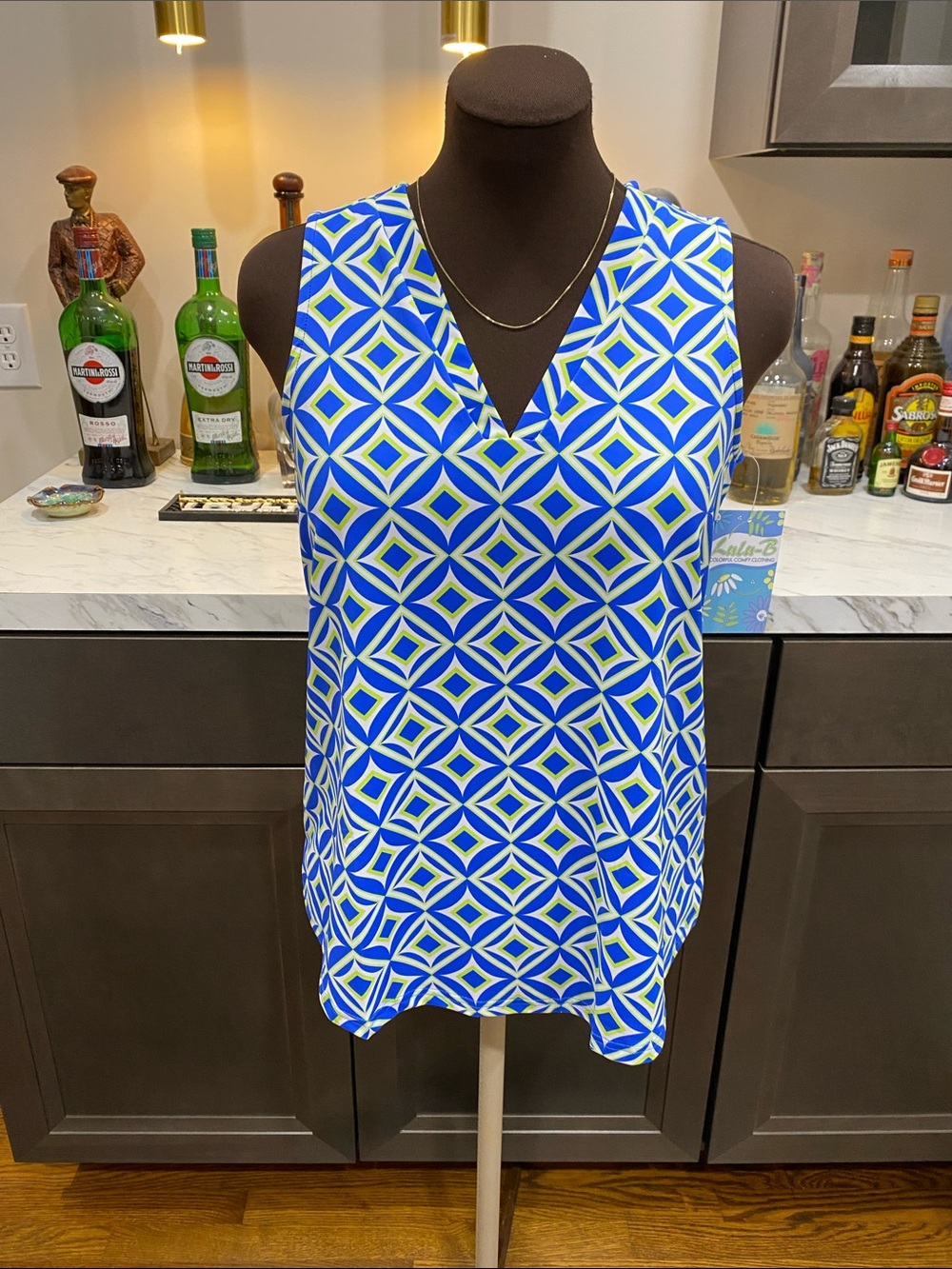 Lulu B shirt top blouse tankSleeveless Geo xs